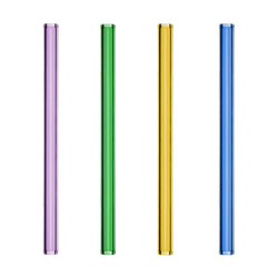 (48 szt.) Słomki szklane - 200mm - ø8mm - proste - 4 kolory - ze 1 szczoteczką do czyszczenia z nylonu