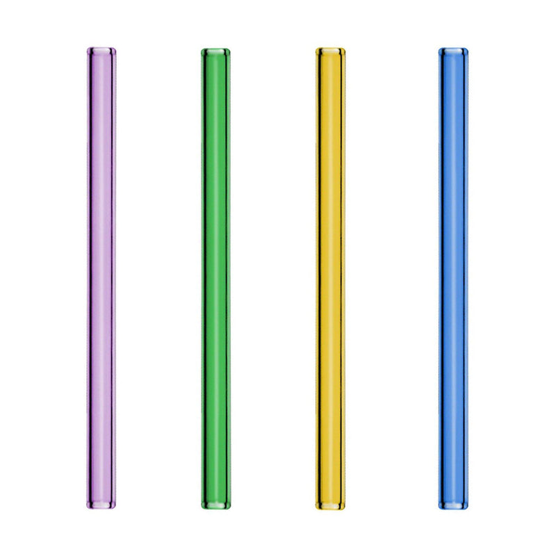 (48 szt.) Słomki szklane - 200mm - ø8mm - proste - 4 kolory - ze 1 szczoteczką do czyszczenia z nylonu
