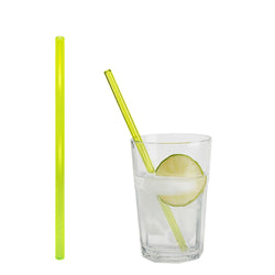 (50 Stück) Glastrinkhalme - 200mm - ø 8mm - Neon Gelb - inkl. 1 Reinigungsbürste