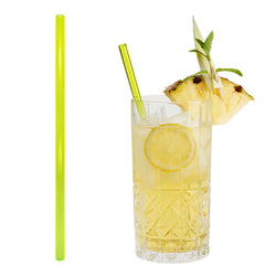 (50 Stück) Glastrinkhalme - 230mm - ø 8mm - Neon Gelb - inkl. 1 Reinigungsbürste