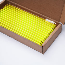 (50 Stück) Glastrinkhalme - 200mm - ø 8mm - Neon Gelb - inkl. 1 Reinigungsbürste