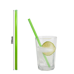 (50 Stück) Glastrinkhalme - 200mm - ø 8mm - Neon Grün - inkl. 1 Reinigungsbürste