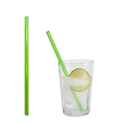 (50 Stück) Glastrinkhalme - 200mm - ø 8mm - Neon Grün - inkl. 1 Reinigungsbürste
