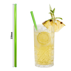 (50 Stück) Glastrinkhalme - 230mm - ø 8mm - Neon Grün - inkl. 1 Reinigungsbürste