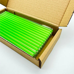 (50 Stück) Glastrinkhalme - 200mm - ø 8mm - Neon Grün - inkl. 1 Reinigungsbürste