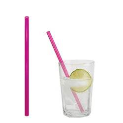 (50 Stück) Glastrinkhalme - 200mm - ø 8mm - Neon Pink - inkl. 1 Reinigungsbürste