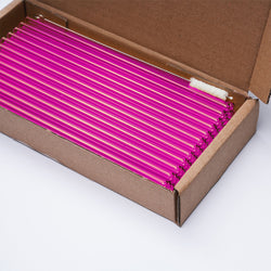(50 Stück) Glastrinkhalme - 150mm - ø 8mm - Neon Pink - inkl. 1 Reinigungsbürste