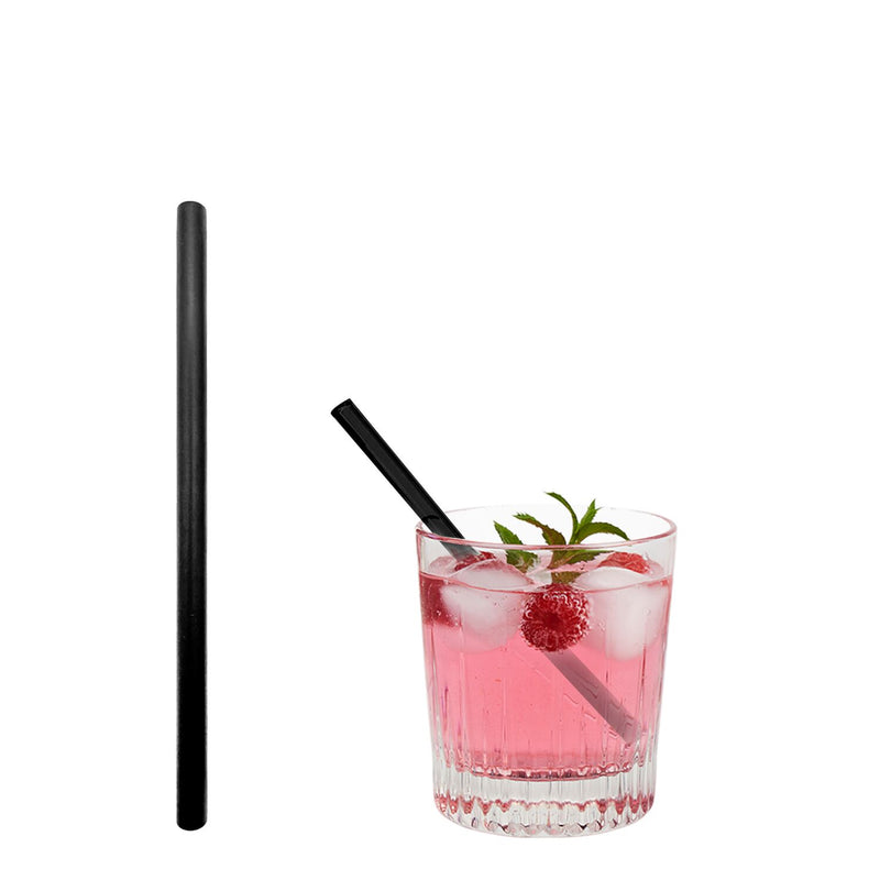 (50 Stück) Glastrinkhalme - 150mm - ø 8mm - Schwarzmatt - inkl. 1 Reinigungsbürste