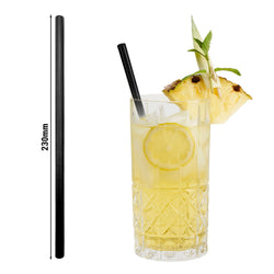 (50 Stück) Glastrinkhalme - 230mm - ø 8mm - Schwarzmatt - inkl. 1 Reinigungsbürste