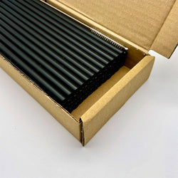 (50 Stück) Glastrinkhalme - 230mm - ø 8mm - Schwarzmatt - inkl. 1 Reinigungsbürste