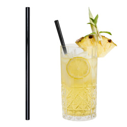 (50 Stück) Glastrinkhalme - 230mm - ø 8mm - Schwarz - inkl. 1 Reinigungsbürste