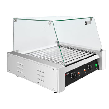 Grill do hot dogów - 11 rolek & z osłoną ze szkła hartowanego