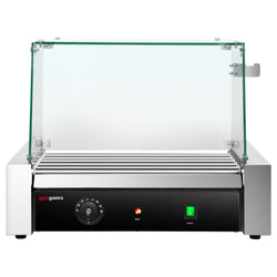 Grill do kiełbasek / hot dogów – z 5 rolkami i szklaną pokrywą