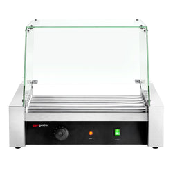 Grill do kiełbasek i hot dogów – z 5 rolkami i nadstawką szklaną