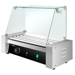 Grill do kiełbasek / hot dogów – z 5 rolkami i szklaną pokrywą