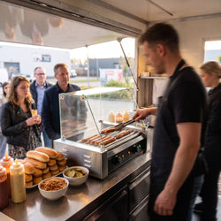 Grill do hot dogów - 7 rolek & z osłoną ze szkła hartowanego