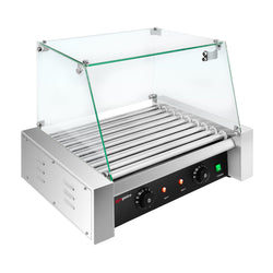 Grill do hot dogów - 9 rolek & z osłoną ze szkła hartowanego