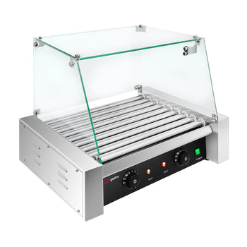 Grill do hot dogów - 9 rolek & z osłoną ze szkła hartowanego
