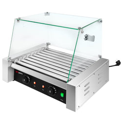 Grill do kiełbasek / hot dogów – z 9 rolkami i szklaną pokrywą