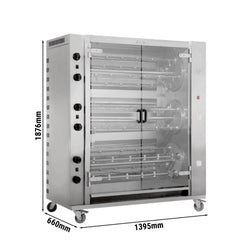 Grill gazowy do kurczaka z rożna PREMIUM - 55,8 kW - z 12 szpikulcami na 72 kurczaki