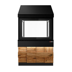 Grill gazowy TORONTO - 1100 mm - drewniany panel przedni - czarny granitowy blat roboczy kuchenny - szyba żaroodporna