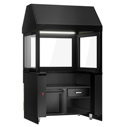 Grill na węgiel drzewny TORONTO - 1100 mm - drewniany panel przedni - blat roboczy kuchenny z czarnego granitu - szyba żaroodporna