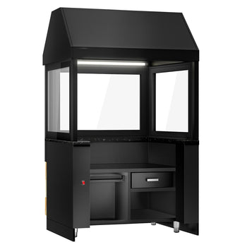 Grill na węgiel drzewny TORONTO - 1100 mm - drewniany panel przedni - blat roboczy kuchenny z czarnego granitu - szyba żaroodporna - Prime Gastro