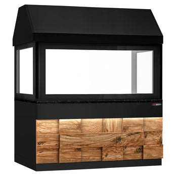 Grill na węgiel drzewny TORONTO - 1900 mm - drewniany panel przedni - blat roboczy kuchenny z czarnego granitu - szyba żaroodporna - Prime Gastro