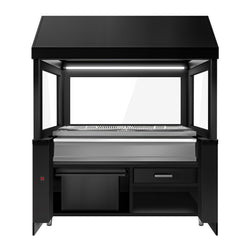 Grill na węgiel drzewny TORONTO - 1900 mm - drewniany panel przedni - blat roboczy kuchenny z czarnego granitu - szyba żaroodporna