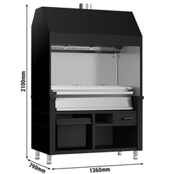 Grill na węgiel drzewny BERLIN - 1360 mm - czarny