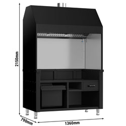 Element neutralny do grilla na węgiel drzewny / gazowego BERLIN - 1360 mm - czarny