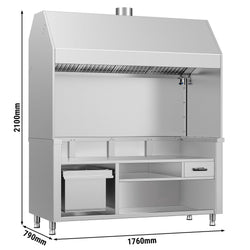 Element neutralny do grilla na węgiel drzewny / gazowego BERLIN - 1760 mm - stal nierdzewna
