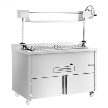 Grill węglowy - 1340mm - z podnośnikiem i 1 szufladą - ruszt: 1060x530mm