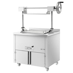 Grill węglowy - 800mm - z podnośnikiem i 2 szufladami - ruszt: 660x530mm