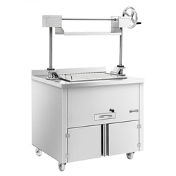 Grill węglowy - 800mm - z podnośnikiem i 2 szufladami - ruszt: 660x530mm