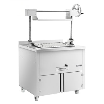 Grill węglowy - 800mm - z podnośnikiem i 2 szufladami - ruszt: 660x530mm