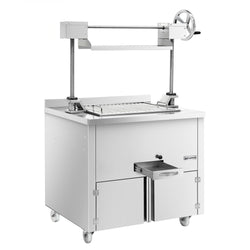 Grill węglowy - 800mm - z podnośnikiem i 2 szufladami - ruszt: 660x530mm