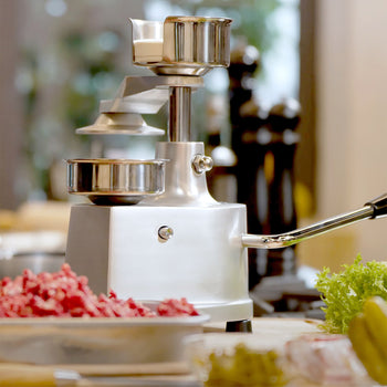 Manualna maszyna do hamburgerów - Ø 100 mm - srebrna - Prime Gastro