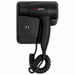 Suszarka do włosów z uchwytem ściennym – ciepłe i zimne powietrze – 2 porty USB – 1,3 kW
