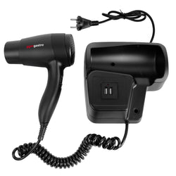 Suszarka do włosów z uchwytem ściennym – ciepłe i zimne powietrze – 2 porty USB – 1,3 kW