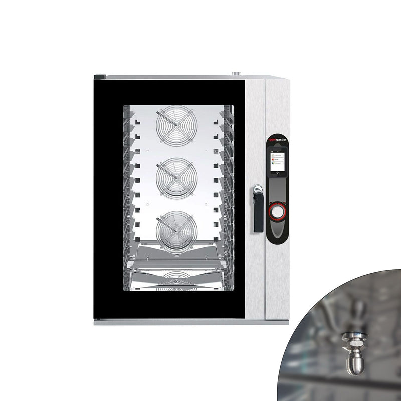 Elektryczny - Piec konwekcyjno - parowy piekarniczy - dotykowy - 10x EN 600x400 - z systemem mycia - w zestawie: Klipsy 10x EN 600x400