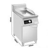 Płyta indukcyjna grillowa - 5kW - Gładka - Powierzchnia: 400x700mm - na podstawie z szafką - z szafką z 1 drzwiami