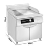 Płyta indukcyjna grillowa - 10kW - Gładko-ryflowana - Powierzchnia: 800x700mm - na podstawie z szafką - z szafką z 2 drzwiami
