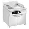 Płyta indukcyjna grillowa - 10kW - Gładko-ryflowana - Powierzchnia: 800x700mm - na podstawie z szafką - z szafką z 2 drzwiami