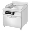 Płyta indukcyjna grillowa - 10kW - Gładko-ryflowana - Powierzchnia: 800x700mm - na podstawie z szafką - z szafką z 2 drzwiami