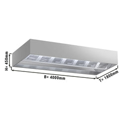 Okap sufitowy indukcyjny – 4000 mm – bez silnika – z filtrem