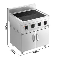 Kuchnia indukcyjna - 14kW - 4 pola grzewcze - na podstawie z 2 drzwiami