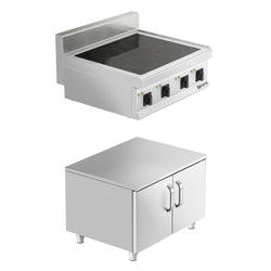 Kuchnia indukcyjna - 14kW - 4 pola grzewcze - na podstawie z 2 drzwiami