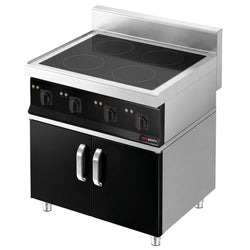Kuchnia indukcyjna - 14kW - 4 pola grzewcze - na podstawie z 2 drzwiami