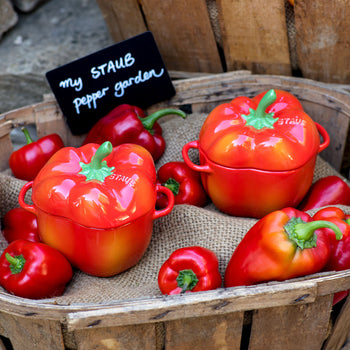 STAUB | CERAMIQUE - Cocotte - Kształt Papryka - Ø 110mm - Ceramika - Pomarańczowo-czerwony - Prime Gastro